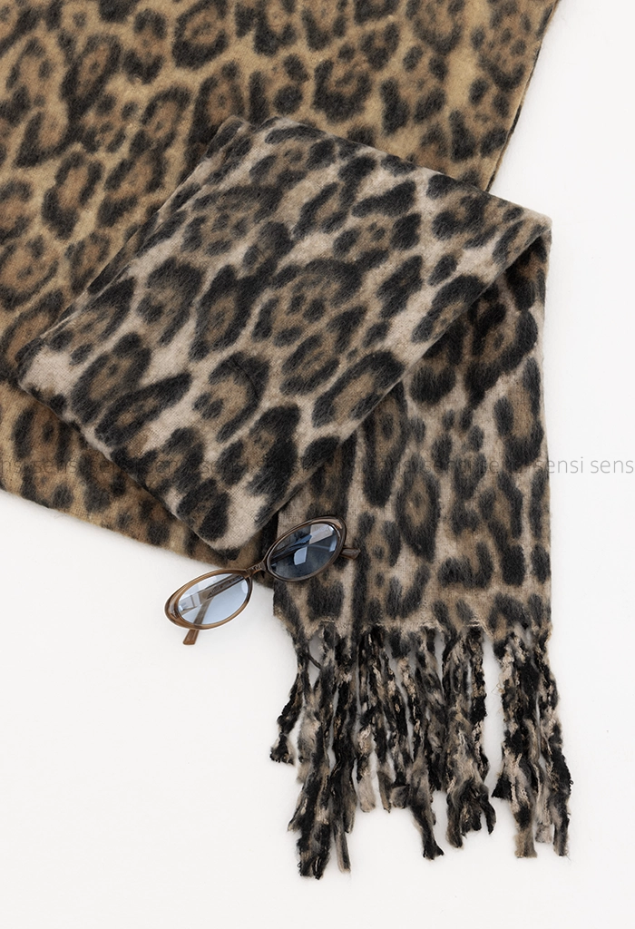 شال بافت پشمی موهری پلنگی کد1005157